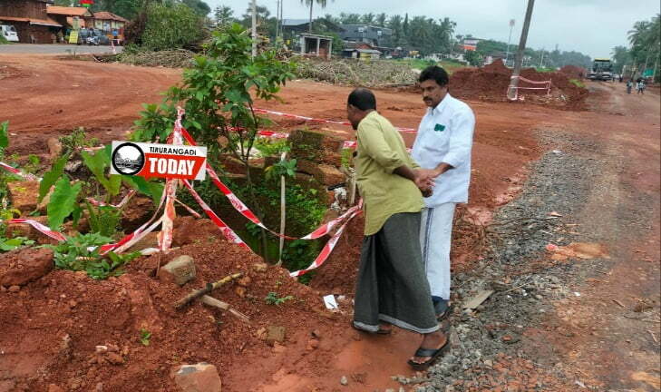 ദേശീയപാതയിൽ  ദുരന്തക്കെണിയായി കിണറുകൾ