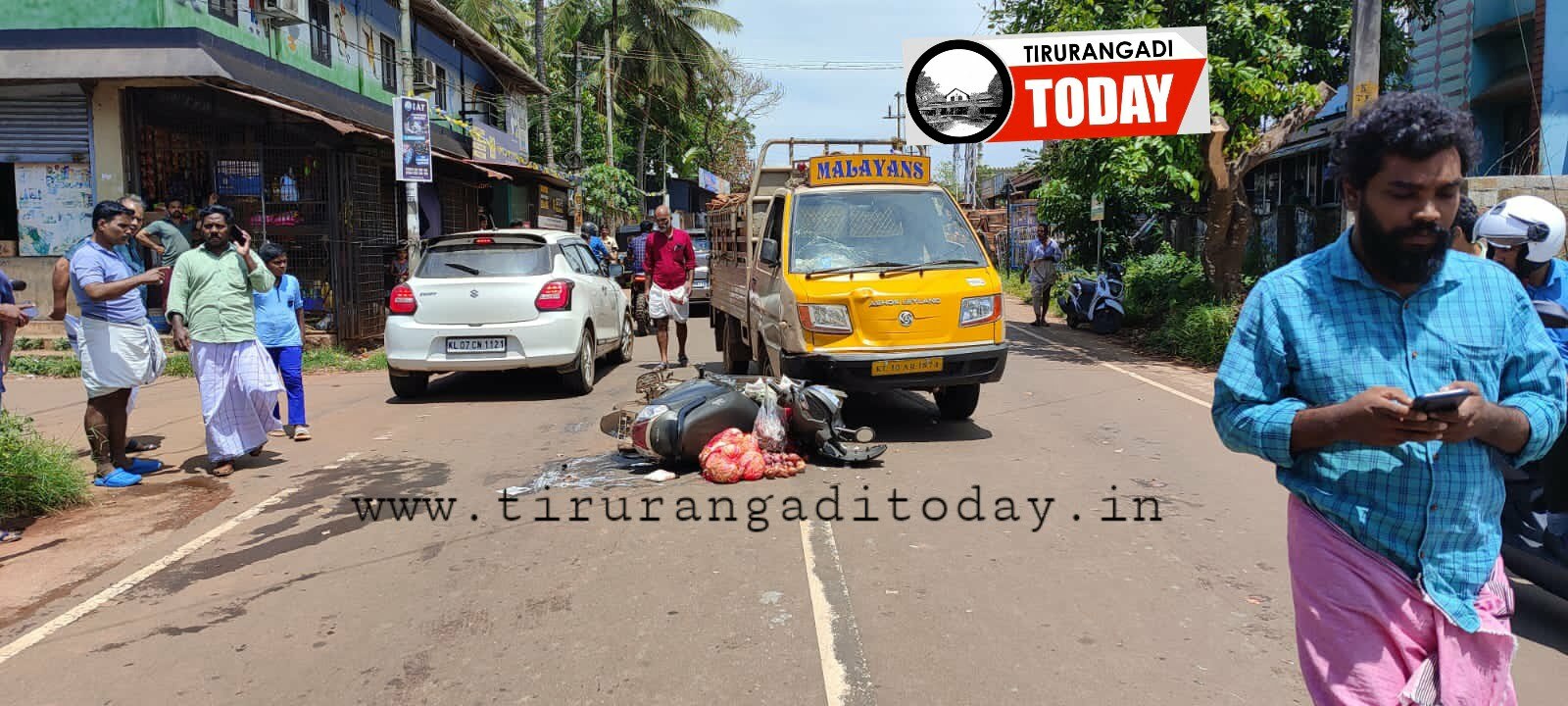 കൊളപ്പുറത്ത് മിനി ലോറി ഇടിച്ച് സ്കൂട്ടർ യാത്രക്കാരന് പരിക്ക്