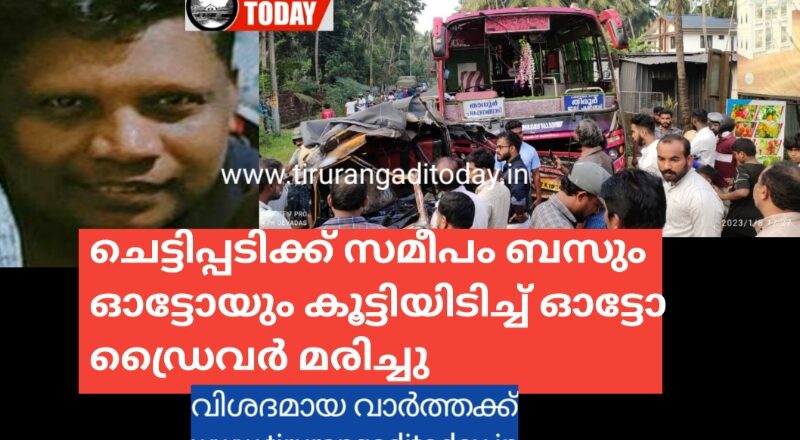 ചെട്ടിപ്പടിക്ക് സമീപം ഓട്ടോയും ബസും കൂട്ടിയിടിച്ച് ഓട്ടോ ഡ്രൈവർ മരിച്ചു