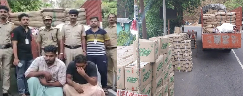 മലപ്പുറത്ത് ബിസ്‌ക്കറ്റിനും മിഠായികള്‍ക്കും ഇടയില്‍ ഒളിപ്പിച്ചു കടത്താന്‍ ശ്രമിച്ച 3000 കിലോ ഹാന്‍സും 1.20 ലക്ഷം രൂപയും പിടികൂടി