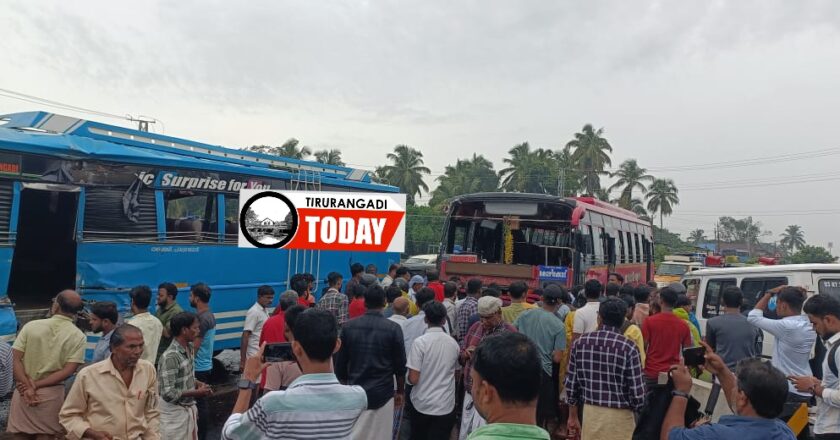 ദേശീയപാതയിൽ കക്കാട് ബസ്സുകൾ കൂട്ടിയിടിച്ച് അപകടം