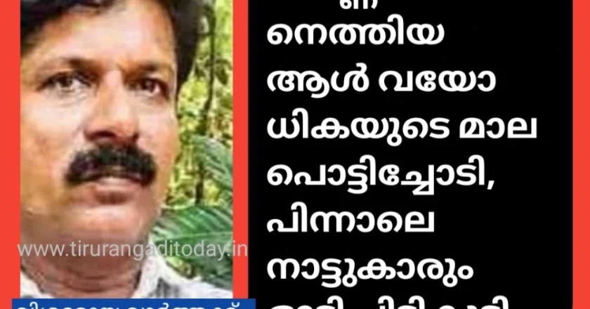 പെണ്ണ് കാണാനെത്തിയ ആൾ വയോധികയുടെ മാല പൊട്ടിച്ചോടി, പിന്നാലെ നാട്ടുകാരും ഓടി പിടികൂടി