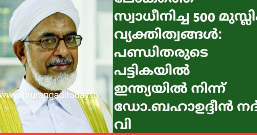 ലോകത്തെ സ്വാധീനിച്ച 500 മുസ്ലിം വ്യക്തിത്വങ്ങള്‍: പണ്ഡിതരുടെ പട്ടികയില്‍ ഇന്ത്യയില്‍ നിന്ന് ഡോ.ബഹാഉദ്ദീന്‍ നദ് വി