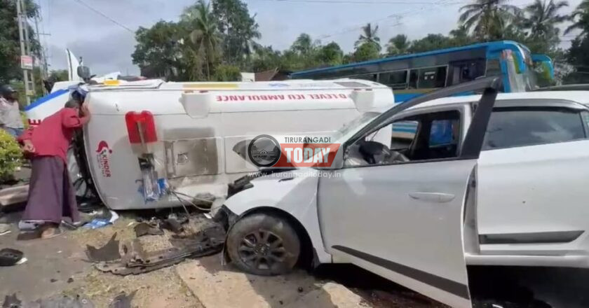 കുന്നംകുളത്ത് ആംബുലൻസും കാറും കൂട്ടിയിടിച്ച് രണ്ട് മരണം; ആറ് പേർക്ക് പരിക്ക്