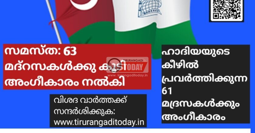 സമസ്ത: 63 മദ്റസകള്‍ക്കു കൂടി അംഗീകാരം നൽകി