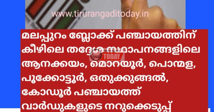 ആനക്കയം, മൊറയൂർ, പൊന്മള, പൂക്കോട്ടൂർ, ഒതുക്കുങ്ങൽ, കോഡൂർ പഞ്ചായത്ത് വാർഡുകളുടെ നറുക്കെടുപ്പ്