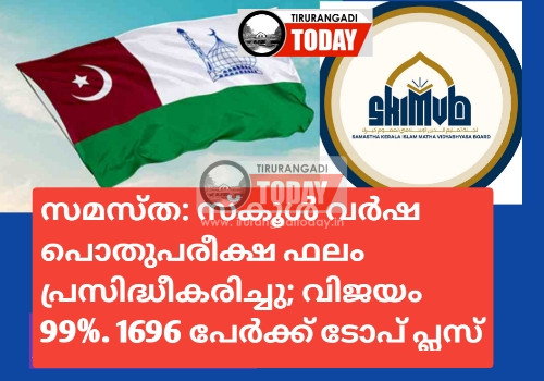 സമസ്ത: സ്കൂള്‍ വര്‍ഷ പൊതുപരീക്ഷ ഫലം പ്രസിദ്ധീകരിച്ചു; വിജയം 99%. 1696 പേര്‍ക്ക് ടോപ് പ്ലസ്