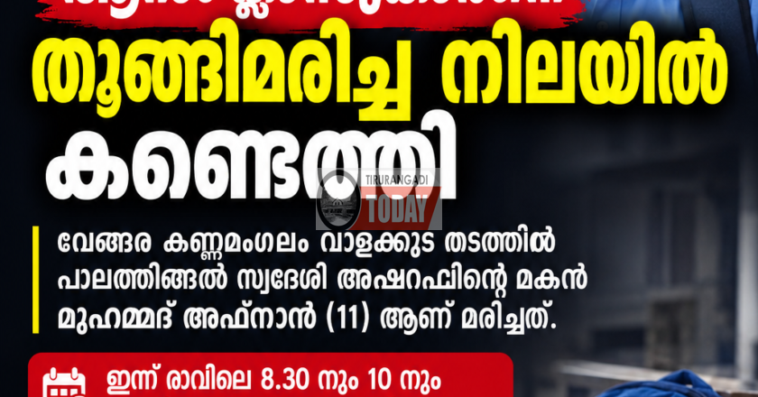 കണ്ണമംഗലത്ത് ആറാം ക്ലാസുകാരനെ വീട്ടിൽ തൂങ്ങിമരിച്ച നിലയിൽ കണ്ടെത്തി.