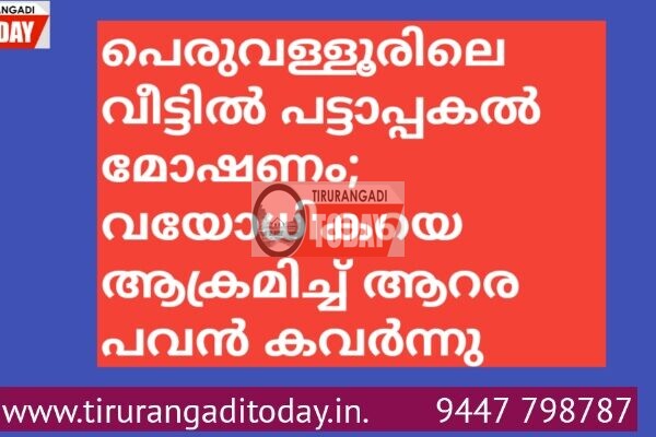പെരുവള്ളൂരിലെ വീട്ടിൽ പട്ടാപ്പകൽ മോഷണം; വയോധികയെ ആക്രമിച്ച് ആറര പവൻ കവർന്നു